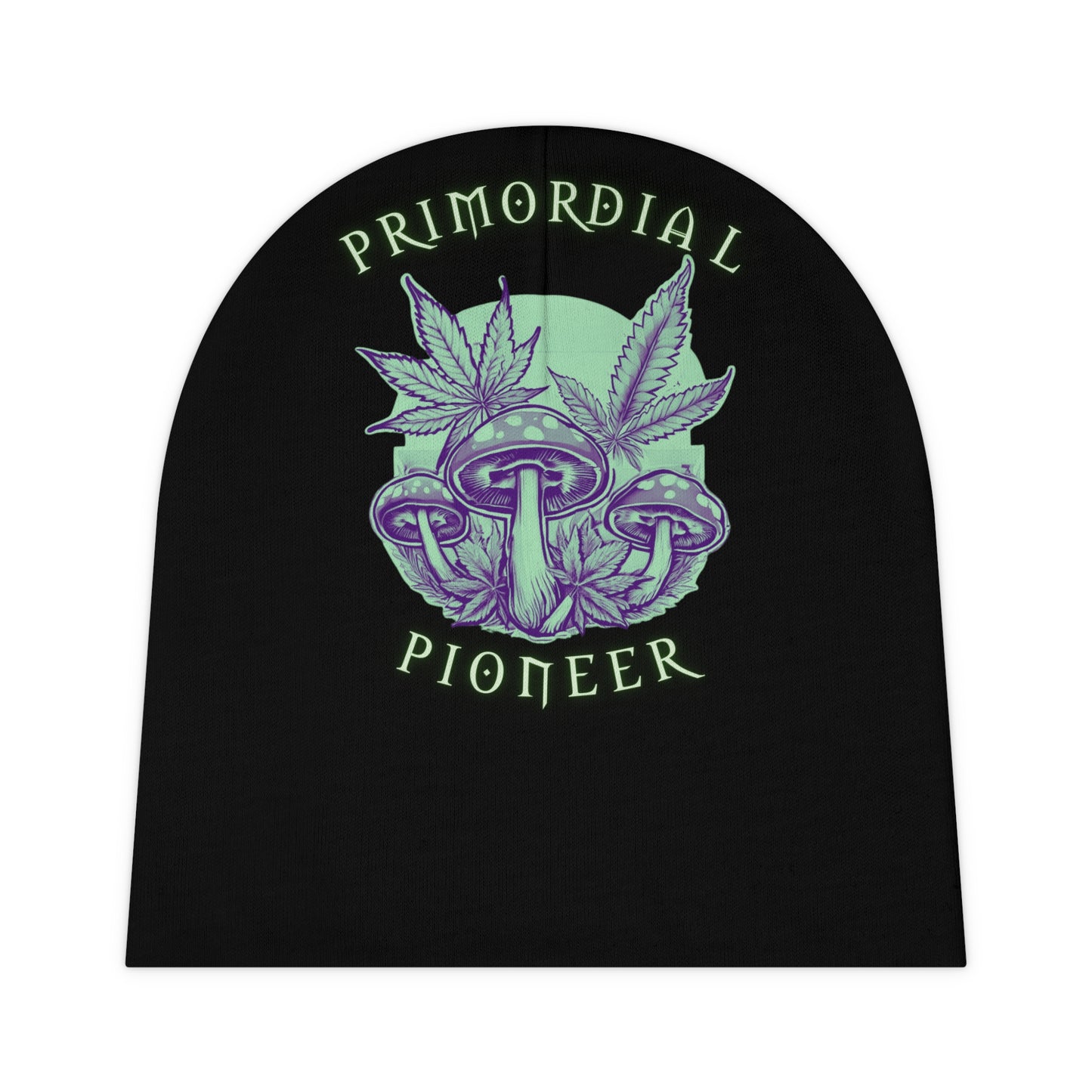 Primordial Pioneer Baby Beanie - Cute Mushroom & Leaf Design