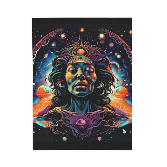 Cosmic Serenity Velveteen Plush Blanket - Bohemian Galaxy Design for Home Decor