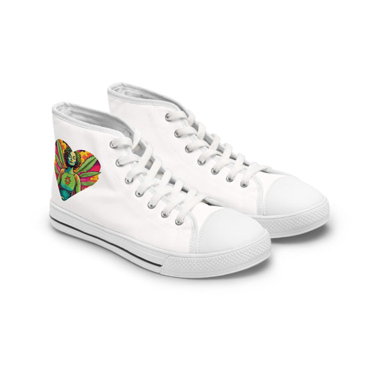 Bohemian Heart Women's High Top Sneakers - Colorful Canvas Casual Footwear