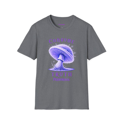 Consume Truth Unisex Softstyle T-Shirt - Psychedelic Mushroom Design