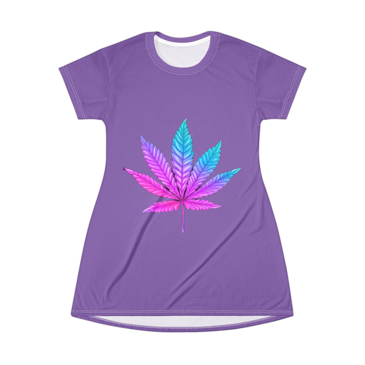 Vibrant Leaf Graphic T-Shirt Dress - Trendy Casual Wear for Summer Celebrations