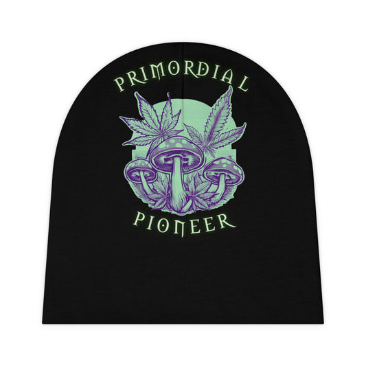 Primordial Pioneer Baby Beanie - Cute Mushroom & Leaf Design
